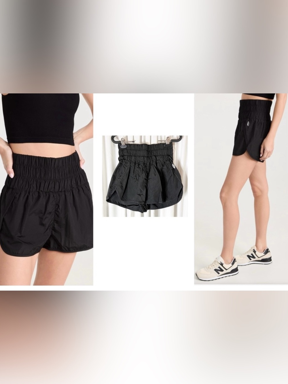 FREE PEOPLE ATHLETIC SHORTS BLACK Size: M FP Movement Lightweight Side Slits